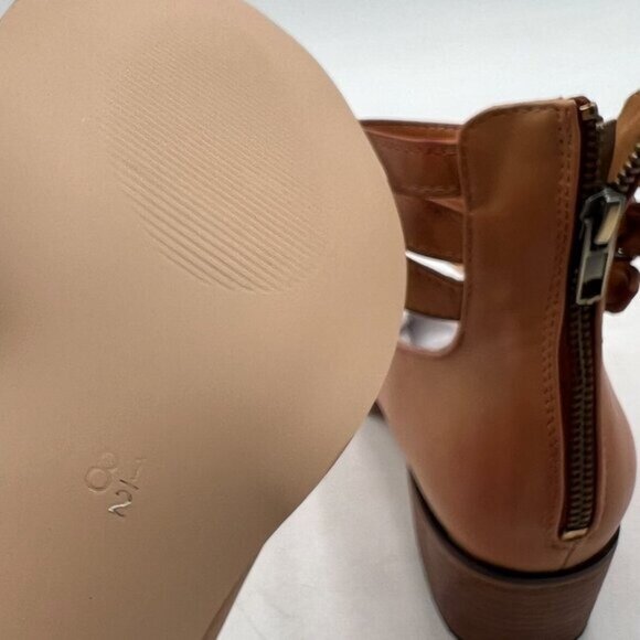 FSJ Brown Comfy Strap Buckle Pumps Round Toe Chunky Heel Evening Dress Shoes - Picture 5 of 7